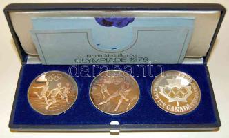 Németország 1976. "Nyári olimpia-Kanada" + "Téli olimpia-Innsbruck" + "Olimpia-futás" 3klf Ag emlékérem T:PP Eredeti díszdobozban, tanúsítvánnyal!