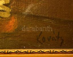 Kováts jelzéssel: A kis bicebóca. Olaj, karton, keretben,  34×24 cm