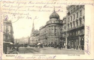 Budapest VIII. Erzsébet körút, villamos, üzletek (EK)