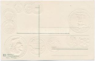 Österreich-Ungarn II. / Austro-Hungarian set of coins, golden and silver Emb. litho (EK)