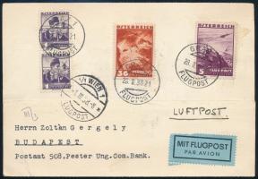 1938 Légi levél Repülő értékekkel bérmentesítve Budapestre / Airmail cover to Budapest