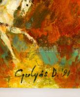 Gulyás Dénes (1927-2003): Pihenő. Olaj, farost, jelzett, 60×80 cm