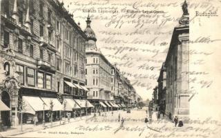 Budapest V. Kossuth Lajos utca, Gyógyszertár a Kígyóhoz, Szántó Mór üzlete, Nemzeti szalon, Divald Károly 633. sz. (fa)