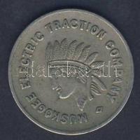 USA 1930-as évek Indiánfejes token "Muskogee Electric Traction" T:2/3
