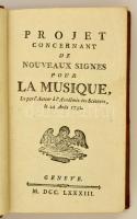 Jean Jacques Rousseau: Projet Concernant de nouveux signes pour la musique. Collection complete des ...