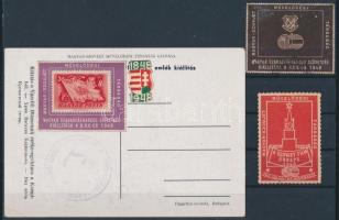 1948 Magyar Szabadságharcos Szövetség 2 db levélzáró + képeslap 2 db levélzáróval