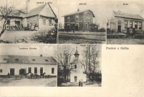 Osícko, nádrazí, skola, hostinec Olivíka, kaple, obchod J. Fiser / railway station, school, chapel, school, restaurant