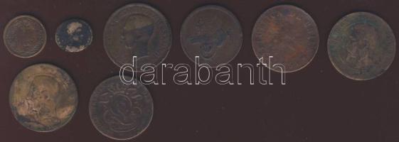 Kis világ-tétel 8db, főleg 1800-as évek vége, benne Róma, belga, francia, Chile T:3,4