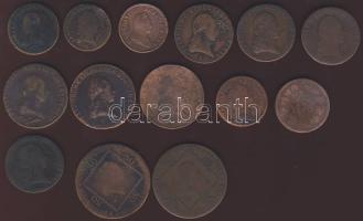 Ausztria 1761-1860. 1Kr (4x), 3Kr (3x), 4Kr (1x), 6Kr (4x), 30Kr (2x), összesen 14db, benne magyar verdejel is T:3,3/4,4