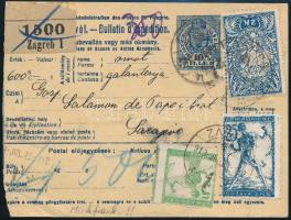 SHS 1919 Magyar csomagszállító SHS Lánctörő bérmentesítéssel / Hungarian parcel card with SHS franking "ZAGREB"