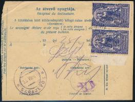 SHS 1919 Magyar csomagszállító SHS Lánctörő bérmentesítéssel / Hungarian parcel card with SHS franki...