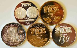 1989-1999. 5db (3klf) "PICK-Szeged" emlékérem T:PP