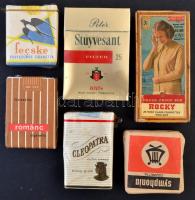 5 csomag régi cigaretta (Symphonia, Románc, Cleopatra, Fecske) + 1 cigarettás doboz