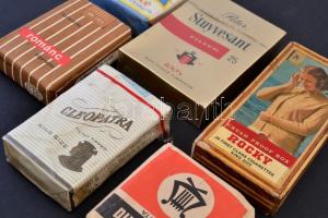5 csomag régi cigaretta (Symphonia, Románc, Cleopatra, Fecske) + 1 cigarettás doboz