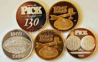 1989-1999. 5db (3klf) "PICK-Szeged" emlékérem T:PP