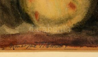 Mináryné Techert Anna (?-?): Virágcsendélet. Akvarell, papír, jelzett, üvegezett keretben, 39×27 cm