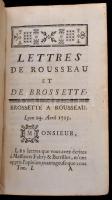 Jean-Baptiste Rousseau: [Lettres de Rousseau sur differens sujets. Tome I. Seconde Part. Geneve, 1749, Barrillot&Fils,] 360 p.Korabeli aranyozott, bordázott gerincű egészbőr-kötésben, kissé sérült gerinccel, kopottas borítóval, hiányzó címoldallal, francia nyelven, Tóth Béla ex libris-szével. / Jean-Baptiste Rousseau: [Lettres de Rousseau sur differens sujets. Tome I. Seconde Part. Geneve, 1749, Barrillot&Fils,] 360 p.  Contemporary leather-binding, with a little bit damaged cover, with worn cover, the front page is missing, with ex libris, in French language.