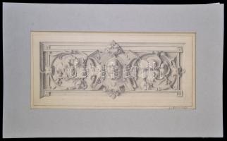 Wiettinghoff Evald (1826-1882): Fríz minta. Ceruza, papír, jelzett, paszpartuban, 21×47 cm