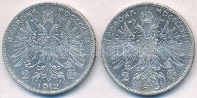 Ausztria 1912. 2K Ag + 1913. 2K Ag T:2,2-
Austria 1912. 2 Corona Ag + 1913. 2 Corona Ag C:XF,VF
Kr...