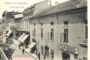 Campulung, Hosszúmező, Langenau; Strada Negru Voda, Atelier de Ingaltaminte La Progresul Petre Teodorescu / street view with shoe shop