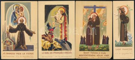 10 db régi Assisi Szent Ferenc szentkép, 11x7 cm és 11x4 cm