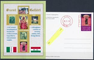 2002 Szent Gellért emlékív és képeslap, azonos dátumbélyegzéssel + szignóbélyegzés