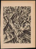 Ruzicskay György (1896-1993): Kitörés a nagyvárosból. Algrafia, papír, jelzett az algrafián, 24,5×18,5 cm