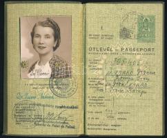 1939 Fényképes magyar útlevél járásbírósági alelnök felesége részére, burgenlandi bejegyzéssel