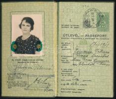 1937 Fényképes magyar útlevél tanárnő részére üdülés céljából, hosszabbítással