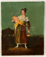 Schuttner jelzéssel: Nő korsóval. Olaj, vászon, 50×40 cm