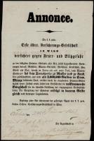 1853 Az első Ausztriai Biztosító társulat reklám hirdetménye .1/2K szignettával / 1853 Advertising o...