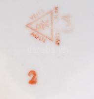 Levélmintás porcelán dobozka, matricás, hibátlan, jelzett, 16x12x10 cm