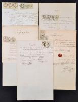 cca 1850-1880 18 db magyar okmány hirdetménybélyegekkel / 18 documents with announcement stamps