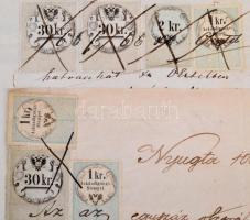 cca 1850-1880 18 db magyar okmány hirdetménybélyegekkel / 18 documents with announcement stamps