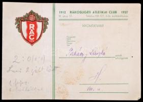 1938 Rákosligeti Atletikai Club (RAC) meghívója fennállásuk 25. évfordulójának ünnepélyére, kihajtható levelezőlapon