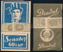 cca 1940 Diadal és Senator 60 lapos szivarkapapír adójeggyel / Cigar paper with tax stamp.