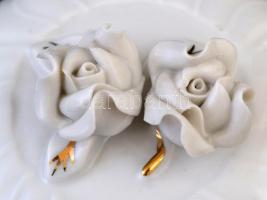 Hollóházi virágmintás porcelán bonbonier, jelzett, apró lepattanással,  m: 13 cm