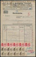 1945 Számla 34 db illetékbélyeggel / Invoice with invoice stamps