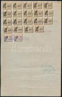 1945 Számla 34 db illetékbélyeggel / Invoice with invoice stamps