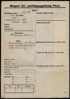 1942 Pécs, M. Kir. Postaigazgatóság. Pótcikk magánhasználatú berendezés ügyében 1P hatoscsíkkal