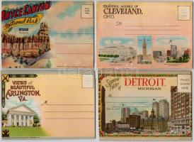 6 db RÉGI használatlan amerikai városképes képeslap leporello / 6 pre-1945 unused American town-view...