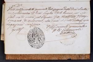 1856 Jan-Baptist Huysmans (1826-1906) belga festő útlevele, főleg olasz és görög  bélyegzésekkel. Bő...