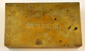 1943 Oroszországi emlék. Réz doboz belekarcolva a magyar csapatok vonulásának útvonala, térkép és a ...