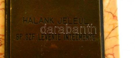 Szitányi Gábor (1884-1970): Hálánk jeléül 1937. Bronz, jelzett, márvány talapzaton, m:10 (26) cm, &q...