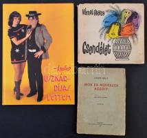 Vegyes könyvtétel, 3 db:  Várnai György: Csendélet. Bp., 1965, Corvina. Kiadói egészvászon-kötés, kiadói kissé szakadt papír védőborítóban. Lázár Béla: Írók és művészek között. Száz vidám história. Képekkel. Bp., 1918, Pallas. Kiadói papírkötés.  Kallus László: Uszkár-díjas lettem. Bp.,é.n., Lapkiadó Vállalat. Kiadói kartonált papírkötésben.