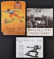 Vegyes könyvtétel, Molnár C. Pál katalógusok, és egy általa illusztrált könyv, 3 db:  Benvenuto Cellini mester élete. Ford.: Füsi József. Ill. Molnár C. Pál. Bp., 1957, Képzőművészeti Alap Kiadóvállalata. Kiadói egészvászon-kötés, kiadói kissé szakadt papír védőborítóban. Molnár C. Pál legújabb képei. Csók István galléria. Bp., 1970, Képcsarnok. Papírkötés.  Molnár C. Pál. Kiadványtev és kivitelezés: xfer. Papírkötés.