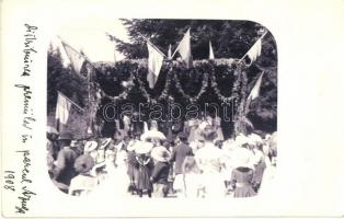 1908 Azuga, celebration at the park, wedding (?), photo