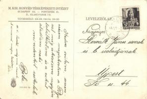 M. Kir. Honvéd Térképészeti Intézet reklámlapja. Olasz fasor 7-9. / advertisment postcard of the Roy...