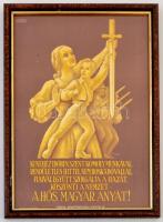cca 1942 Dongó György (1905-1961): A hős magyar anya, ofszet, papír, Nemzetpolitikai Szolgálat, Klösz Coloroffset, üvegezett fa keretben, 33,5×23,5 cm