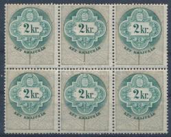 1891 2kr hatostömb / block of 6